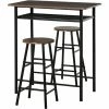 De gros 🔔 HOMCOM Ensemble Table De Bar Design Industriel + 2 Tabourets MDF Imitation Bois Noyer Métal Noir - Marron 👍 -Table haute Boutique 28764568 1