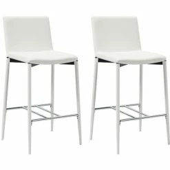 Sortie ❤️ YOUTHUP Ensemble De Bar 3 Pcs Similicuir Blanc - Blanc 👏 -Table haute Boutique 28770197 5