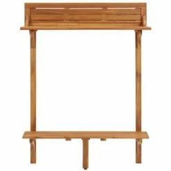 Meilleure affaire 🔔 VidaXL Table De Bar De Balcon 90x37x122,5 Cm Bois D'acacia Massif - Brun 🥰 -Table haute Boutique 28771168 3