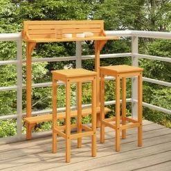 Bon marché 😍 VidaXL Ensemble De Bar De Balcon 3 Pcs Bois D'acacia Solide - Brun 💯