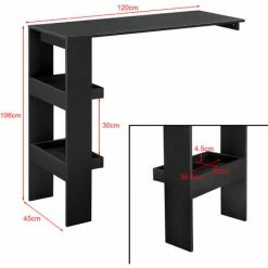 Coupon ⌛ Table De Bar Bromölla 120 X 45 X 106 Cm Noir [en.casa] ✔️ -Table haute Boutique 28854953 3