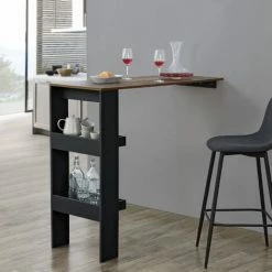 Meilleur prix ✔️ Table De Bar Bromölla 120 X 45 X 106 Cm Effet Chêne Foncé Noir [en.casa] 😍