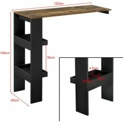 Meilleur prix ✔️ Table De Bar Bromölla 120 X 45 X 106 Cm Effet Chêne Foncé Noir [en.casa] 😍 -Table haute Boutique 28854984 3