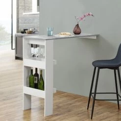 Tout neuf 🥰 Table De Bar Bromölla 120 X 45 X 106 Cm Effet Béton Blanc [en.casa] ⭐