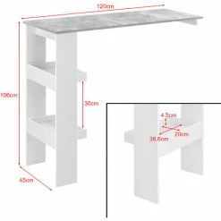 Tout neuf 🥰 Table De Bar Bromölla 120 X 45 X 106 Cm Effet Béton Blanc [en.casa] ⭐ -Table haute Boutique 28854996 3