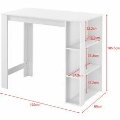 Meilleure vente ❤️ Table De Bar Danderyd 3 Étagères 120x60x106 Cm Blanc [en.casa] 🥰 -Table haute Boutique 28855002 3