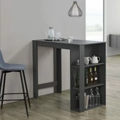 Tout neuf 🧨 Table De Bar Danderyd 3 Étagères 120x60x106 Cm Gris Foncé [en.casa] 😉