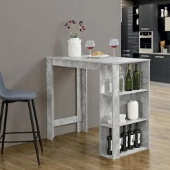 Promo ✨ Table De Bar Danderyd 3 Étagères 120x60x106 Cm Effet Béton [en.casa] 🔔