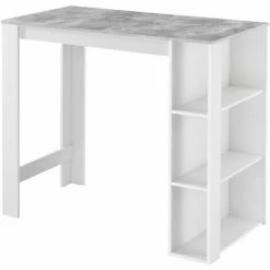 De gros 🎉 Table De Bar Danderyd 3 Étagères 120x60x106 Cm Blanc Effet Béton [en.casa] 🔥 -Table haute Boutique 28855021 2