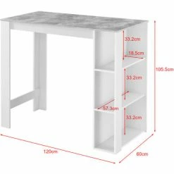 De gros 🎉 Table De Bar Danderyd 3 Étagères 120x60x106 Cm Blanc Effet Béton [en.casa] 🔥 -Table haute Boutique 28855021 3