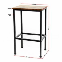 Acheter 🤩 WILTEC Table Haute De Bar Vintage Contemporain 120x60x90cm 2 Tabourets Cadre En Métal Solide Montage Simple ❤️ -Table haute Boutique 29056495 5