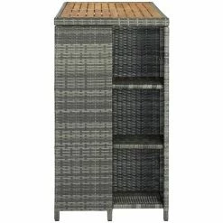 Budget ⭐ VidaXL Table De Bar Avec Rangement Gris 120x60x110 Cm Résine Tressée - Gris ✔️ -Table haute Boutique 29070122 3