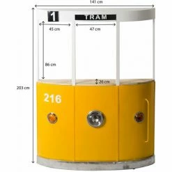 Offres 😀 MADE IN MEUBLES Meuble Bar Tramway Tata - Jaune ✨ -Table haute Boutique 29109727 3