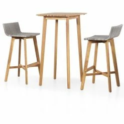 Bon marché ❤️ TRUE DEAL Mobilier De Bistro 3 Pcs Bois D'acacia Solide ✨
