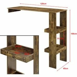 Tout neuf 🥰 Table De Bar Sölvesborg 2 Compartiments Murale Effet Bois Foncé [en.casa] 💯 -Table haute Boutique 29885052 3