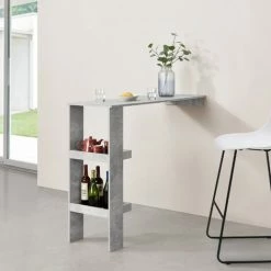Meilleure affaire ⭐ Table De Bar Sölvesborg 2 Compartiments Murale Effet Béton [en.casa] ✔️