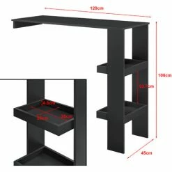 Meilleure vente ⌛ Table De Bar Sölvesborg 2 Compartiments Murale Noir [en.casa] ⭐ -Table haute Boutique 29885080 3