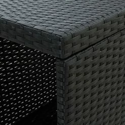 Tout neuf 🛒 ASUPERMALL Table De Bar Avec Rangement Noir 120x60x110 Cm Resine Tressee 😉 -Table haute Boutique 29986925 2