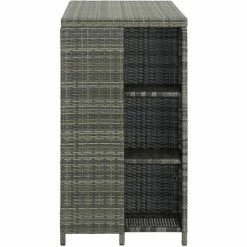 Grosses soldes 👍 ASUPERMALL Table De Bar Avec Rangement Gris 120x60x110 Cm Resine Tressee 🤩 -Table haute Boutique 29986931 4