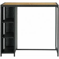 Le moins cher ✨ ASUPERMALL Table De Bar Avec Rangement Noir 120x60x110 Cm Resine Tressee ✔️ -Table haute Boutique 29986935 3