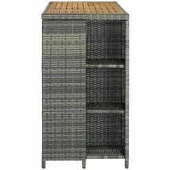 Le moins cher 😀 ASUPERMALL Table De Bar Avec Rangement Gris 120x60x110 Cm Resine Tressee ✨ -Table haute Boutique 29986939 4