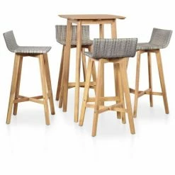 Meilleure vente 👏 YOUTHUP Mobilier à D?ner D'extérieur 5 Pcs Bois D'acacia Solide - Brun 🔔
