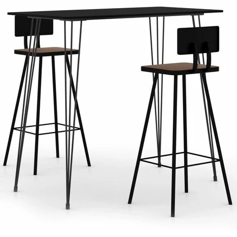 Remise 👍 TRUE DEAL Ensemble De Bar 3 Pcs, 1 Table Et 2 Tabourets De Bar Noir ⌛ 3 Remise 👍 TRUE DEAL Ensemble De Bar 3 Pcs, 1 Table Et 2 Tabourets De Bar Noir ⌛