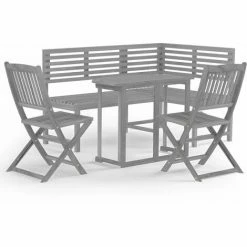 Offres ✔️ TRUE DEAL Mobilier De Bistro 4 Pcs Bois D'acacia Solide Gris 🧨