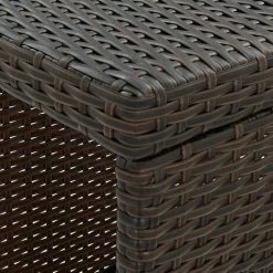 Bon marché 🔥 TRUE DEAL Meuble De Bar De Jardin 5 Pcs Et Coussins Résine Tressée Marron ⭐ -Table haute Boutique 30123689 3