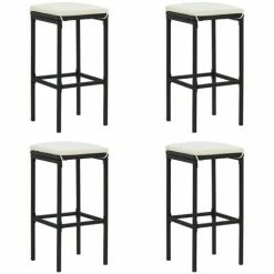 Promo 🎉 TRUE DEAL Meuble De Bar De Jardin 5 Pcs Et Coussins Résine Tressée Noir 🤩 -Table haute Boutique 30123697 4