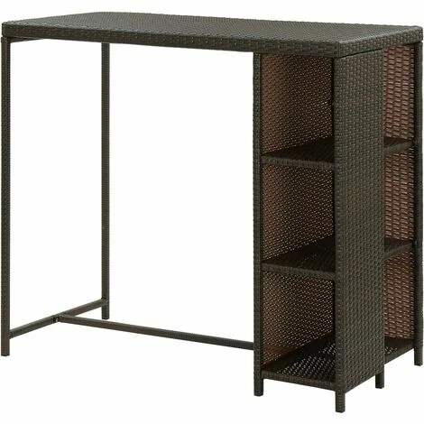 Meilleure affaire 😍 TRUE DEAL Table De Bar Avec Rangement Marron 120x60x110 Cm Résine Tressée 🤩 6 Meilleure affaire 😍 TRUE DEAL Table De Bar Avec Rangement Marron 120x60x110 Cm Résine Tressée 🤩 – Image 4