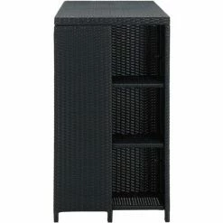 Meilleure affaire 😍 TRUE DEAL Table De Bar Avec Rangement Noir 120x60x110 Cm Résine Tressée 🔔 -Table haute Boutique 30363458 3