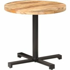 De gros 🔔 TRUE DEAL Table De Bistro Ronde Ø80x75 Cm Bois De Manguier Brut 🎉