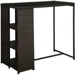 Promo 🛒 ASUPERMALL Meuble De Bar De Jardin 5 Pcs Et Coussins Resine Tressee Marron ✔️ -Table haute Boutique 30381035 3