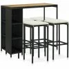 Coupon 🎉 ASUPERMALL Meuble De Bar De Jardin 5 Pcs Et Coussins Resine Tressee Noir ⭐ -Table haute Boutique 30381041 1