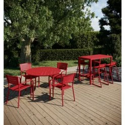 Offres 🎉 ESSENCIEL GREEN Table De Bar Rectangulaire En Aluminium Coloris Piment - Piment ✨ -Table haute Boutique 30528247 4