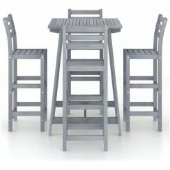 Remise ⌛ VidaXL Ensemble De Bar D'extérieur 5 Pcs Gris Bois D'acacia Massif - Gris 🧨 -Table haute Boutique 30673725 3