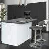 Tout neuf 🌟 IDMARKET Ilot Central IVO 120 Cm Blanc Avec Plan De Travail Gris Anthracite - Gris 💯 -Table haute Boutique 30914896 1