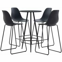 Vente flash 🌟 ASUPERMALL Ensemble De Bar 5 Pcs Plastique Noir ✔️