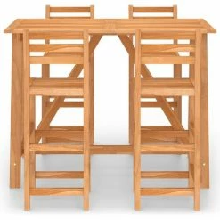 Budget 🧨 ASUPERMALL Ensemble De Bar D'exterieur 5 Pcs Bois D'acacia Massif 🥰 -Table haute Boutique 31558393 3
