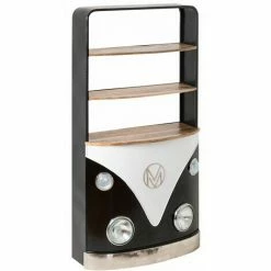 Sortie 😉 MADE IN MEUBLES Meuble Bar Noir Avec Plateaux En Bois De Manguier Combi - Noir ⭐ -Table haute Boutique 31562008 3