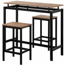 Meilleure affaire 👏 RANIPOBO Ensemble De Table De Bar, Table Et Chaises De Bar En Bois De Fer, Table Et Chaises De Cuisine, Table Haute Et Tabouret De Bar, Restaurant, Table Haute En Bois Fonce, Marron 🌟