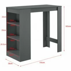 Acheter 🔥 HELLOSHOP26 Table De Bar Avec Rangement Bistro Haut Avec 3 étagères 110 Cm Gris Foncé - Gris 🎉 -Table haute Boutique 31605401 3
