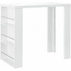 Nouveau 👍 HELLOSHOP26 Table De Bar Bistrot Avec 3 étagères 117 Cm Blanc - Blanc 🥰