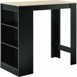 Budget ❤️ HELLOSHOP26 Table De Bar Avec Rangement Bistro Haut Avec 3 étagères 110 Cm Noir Et Chêne - Beige 😉