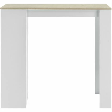 Remise 🥰 HELLOSHOP26 Table De Bar Haute Avec Rangement Table Bistro 110 Cm Blanc Et Chêne - Beige 🔔 4 Remise 🥰 HELLOSHOP26 Table De Bar Haute Avec Rangement Table Bistro 110 Cm Blanc Et Chêne - Beige 🔔 – Image 2