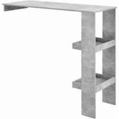 Coupon 💯 HELLOSHOP26 Table De Bar Design Avec 2 Compartiments De Rangement Table Bistrot Murale 120 Cm Gris - Gris ⌛