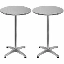 De gros 🤩 DEUBA 2x Table De Bar - Table Haute - Bistrot Aluminium - Réglable En Hauteur 🎁