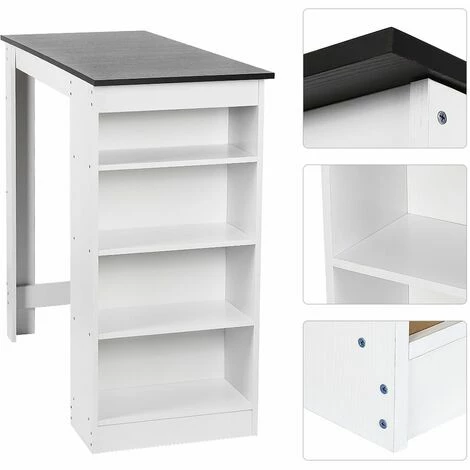 Meilleur prix 👏 SIFREE Table Haute Et Bar 115*50*103CM BLANC/NOIR POUR2 à 4 Personnes 😉 5 Meilleur prix 👏 SIFREE Table Haute Et Bar 115*50*103CM BLANC/NOIR POUR2 à 4 Personnes 😉 – Image 3