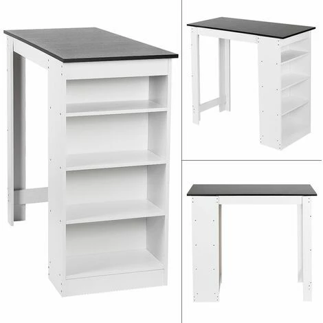 Meilleur prix 👏 SIFREE Table Haute Et Bar 115*50*103CM BLANC/NOIR POUR2 à 4 Personnes 😉 6 Meilleur prix 👏 SIFREE Table Haute Et Bar 115*50*103CM BLANC/NOIR POUR2 à 4 Personnes 😉 – Image 4